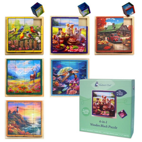 6-in-1 Wooden Block Puzzle - Image 3