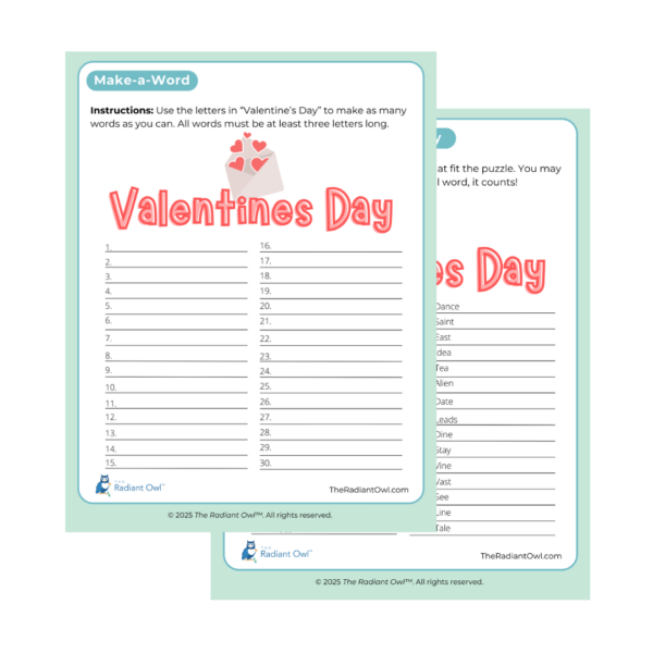 Valentine's Day Make-a-Word Puzzle (Download)